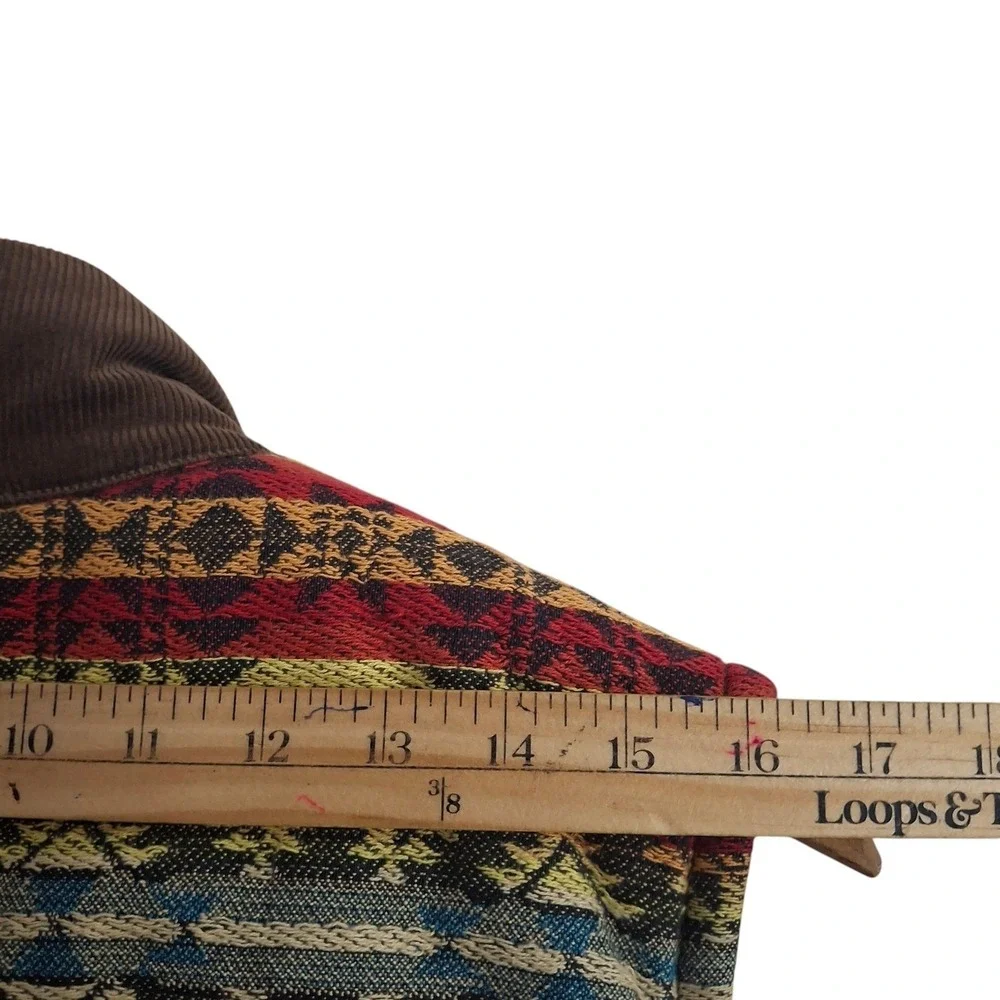 True Religion Corduroy Puffer Vest Men's Medium M Brown Aztec Serape Yoke Y2K